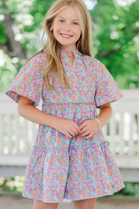 Girls: The Stephanie Blue Seashells Babydoll Dress