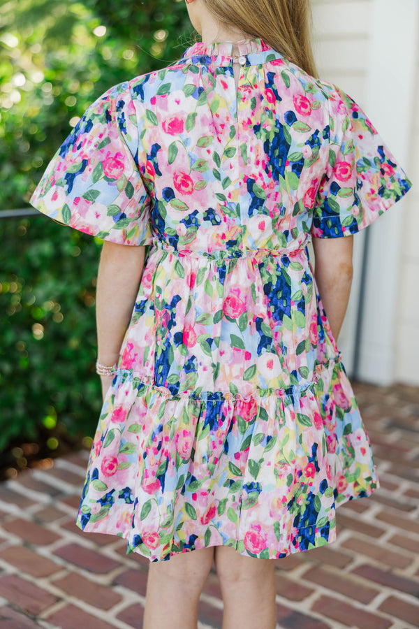 Girls: The Stephanie Pink Floral Babydoll Dress