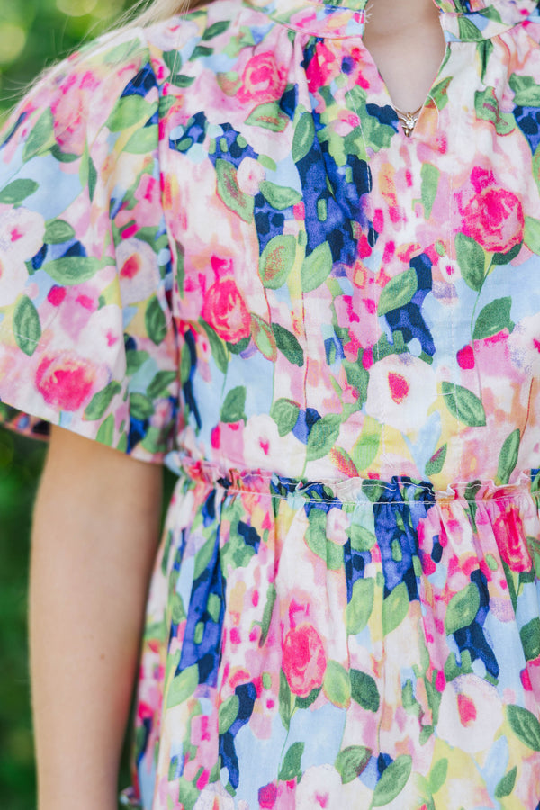 Girls: The Stephanie Pink Floral Babydoll Dress