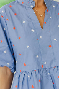 When You Know Blue Stars Babydoll Dress