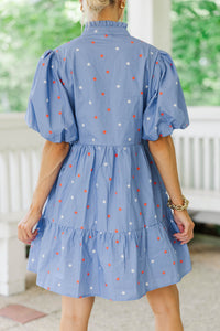 When You Know Blue Stars Babydoll Dress