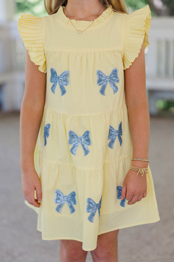 Girls: Sweet Nature Yellow Sequin Babydoll Dress