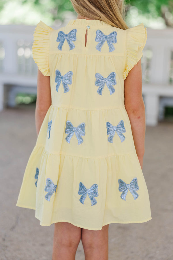 Girls: Sweet Nature Yellow Sequin Babydoll Dress