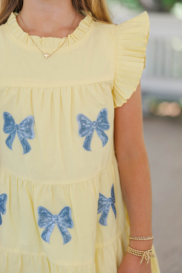 Girls: Sweet Nature Yellow Sequin Babydoll Dress