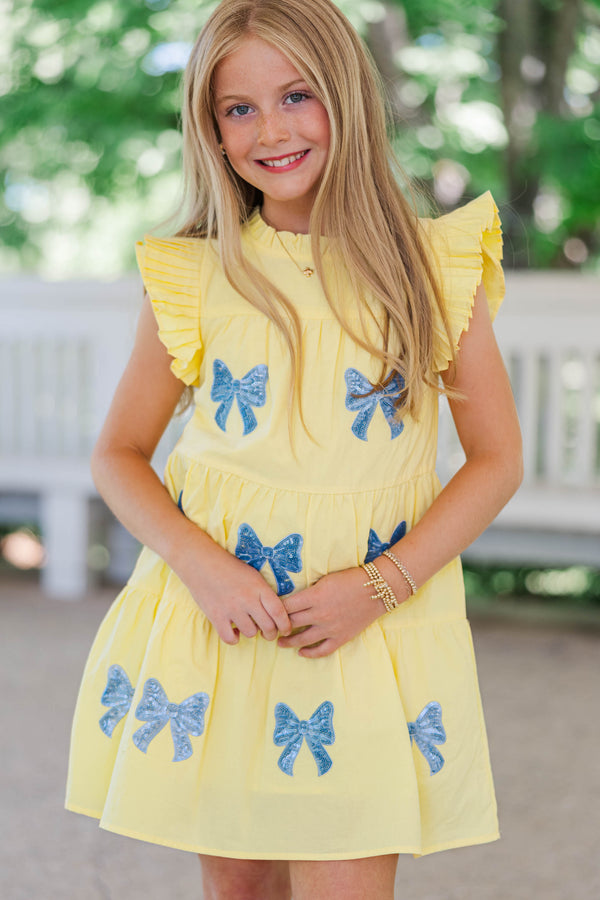 Girls: Sweet Nature Yellow Sequin Babydoll Dress