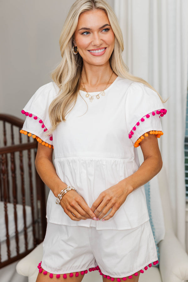 NURSING COLLECTION: For The Record White Pom Pom Set
