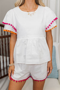 NURSING COLLECTION: For The Record White Pom Pom Set