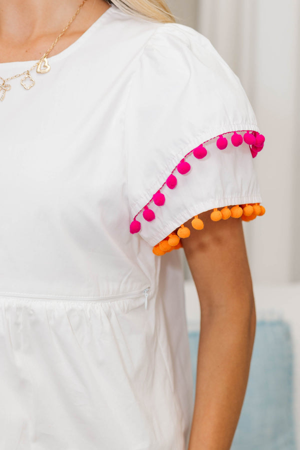 NURSING COLLECTION: For The Record White Pom Pom Set