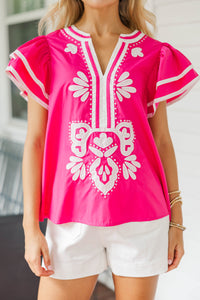 By Chance Pink Medallion Blouse