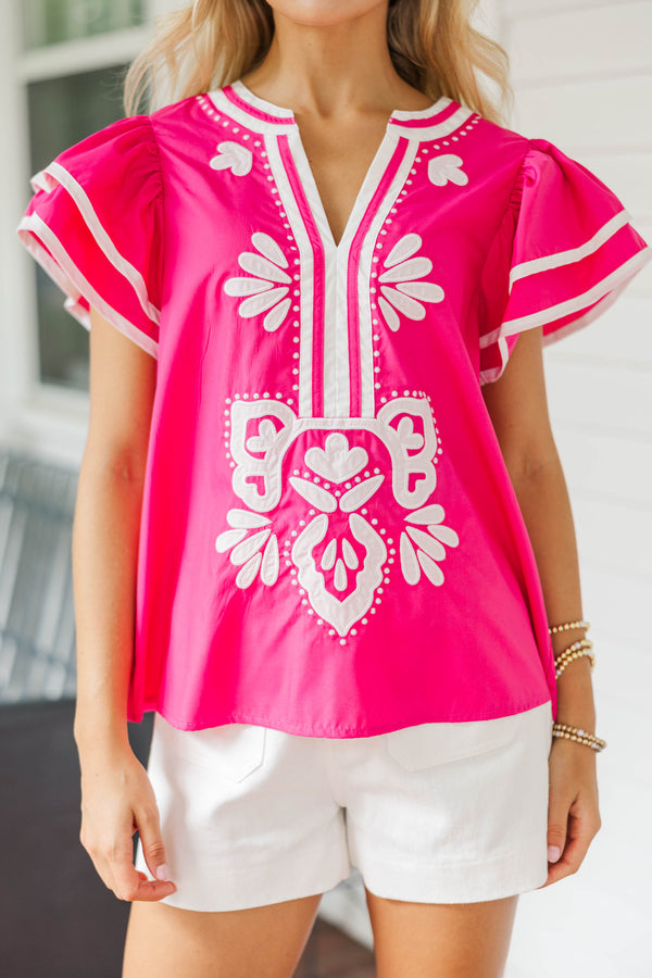 By Chance Pink Medallion Blouse