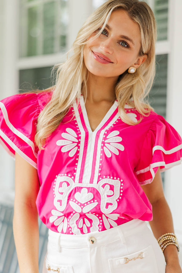 By Chance Pink Medallion Blouse