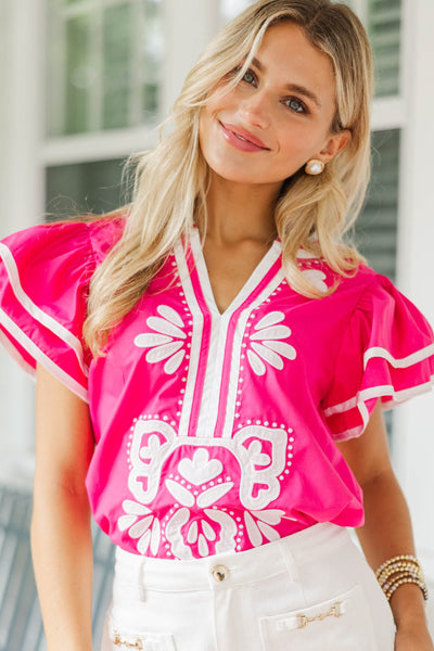 By Chance Pink Medallion Blouse – Shop the Mint