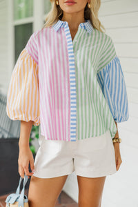 Sunset Stroll Multicolored Striped Blouse