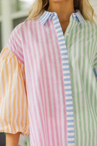 Sunset Stroll Multicolored Striped Blouse