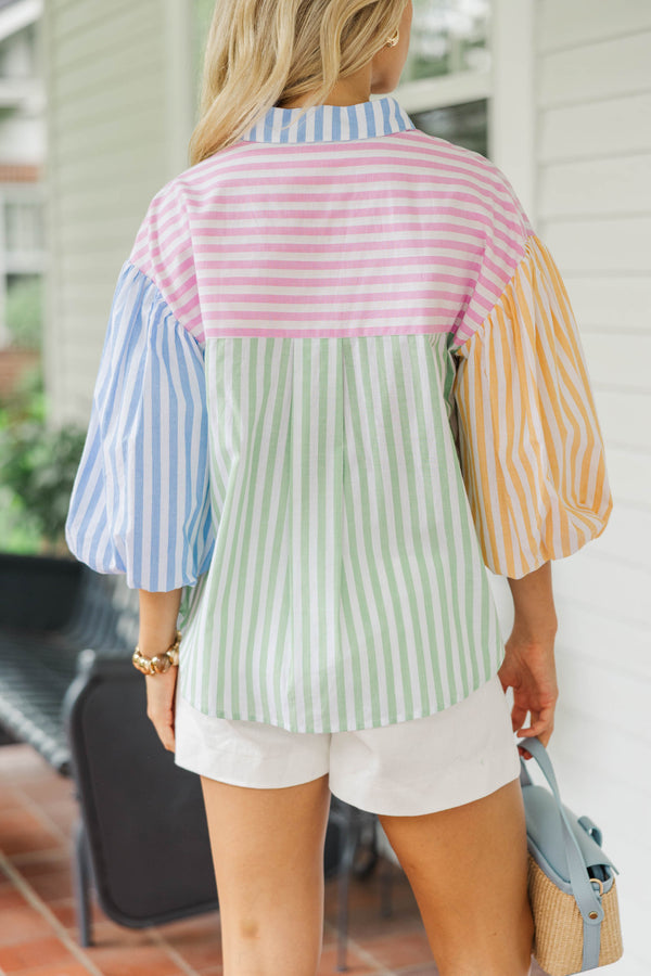 Sunset Stroll Multicolored Striped Blouse