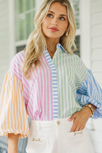 Sunset Stroll Multicolored Striped Blouse