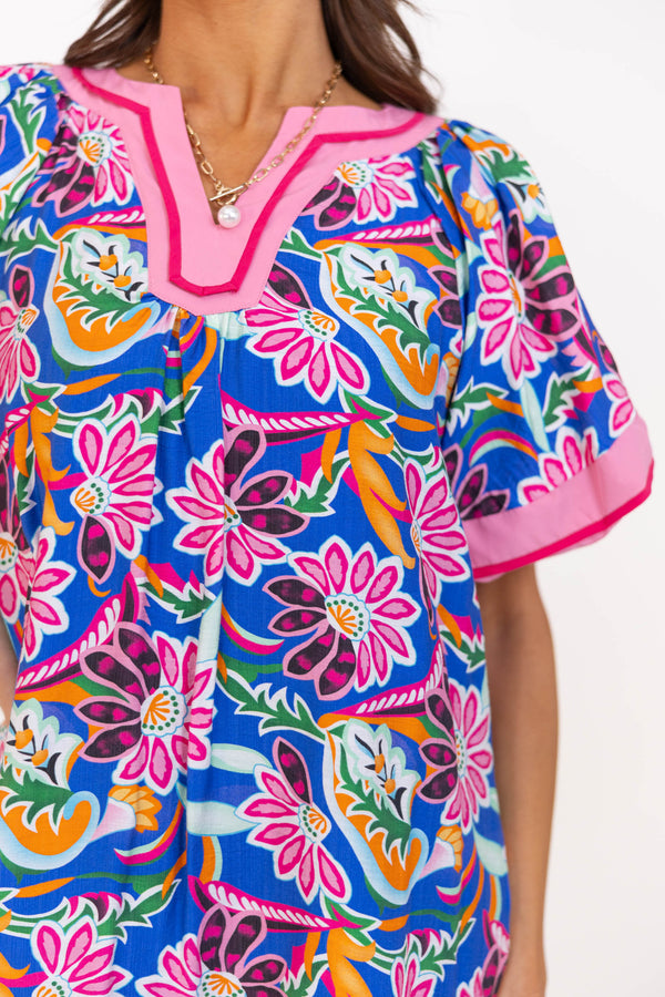 For Now And Then Blue Floral Dress