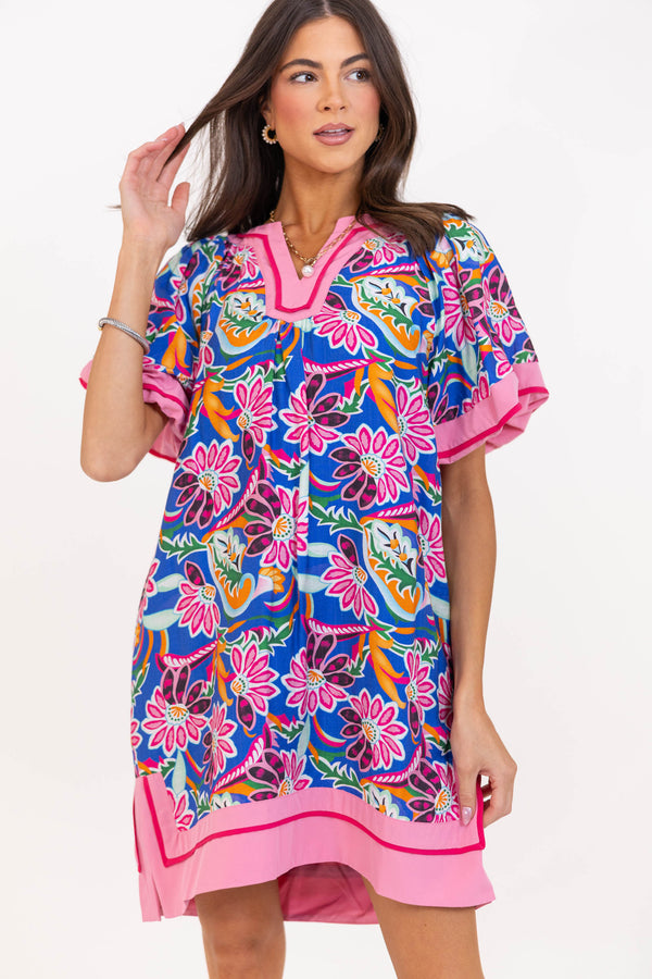 For Now And Then Blue Floral Dress