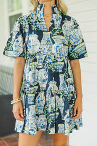 Feeling Your Best Navy Chinoiserie Dress