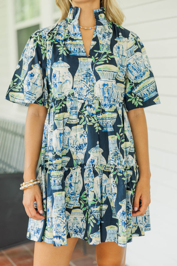 Feeling Your Best Navy Chinoiserie Dress