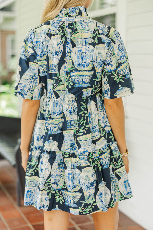 Feeling Your Best Navy Chinoiserie Dress