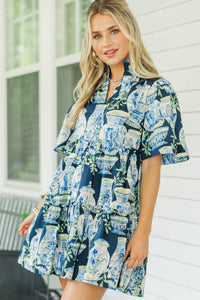 Feeling Your Best Navy Chinoiserie Dress