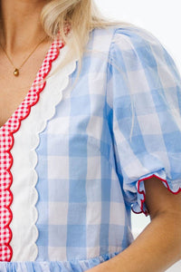 The Ground Up Light Blue Gingham Blouse