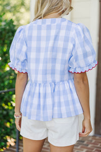 The Ground Up Light Blue Gingham Blouse
