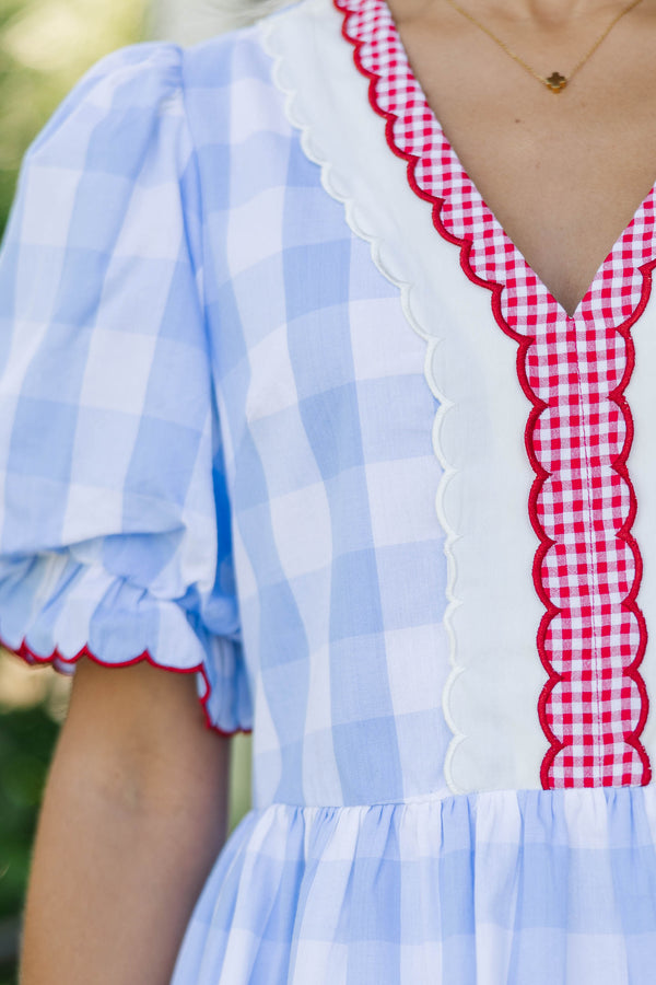 The Ground Up Light Blue Gingham Blouse