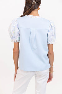 In A Moment Light Blue Eyelet Blouse