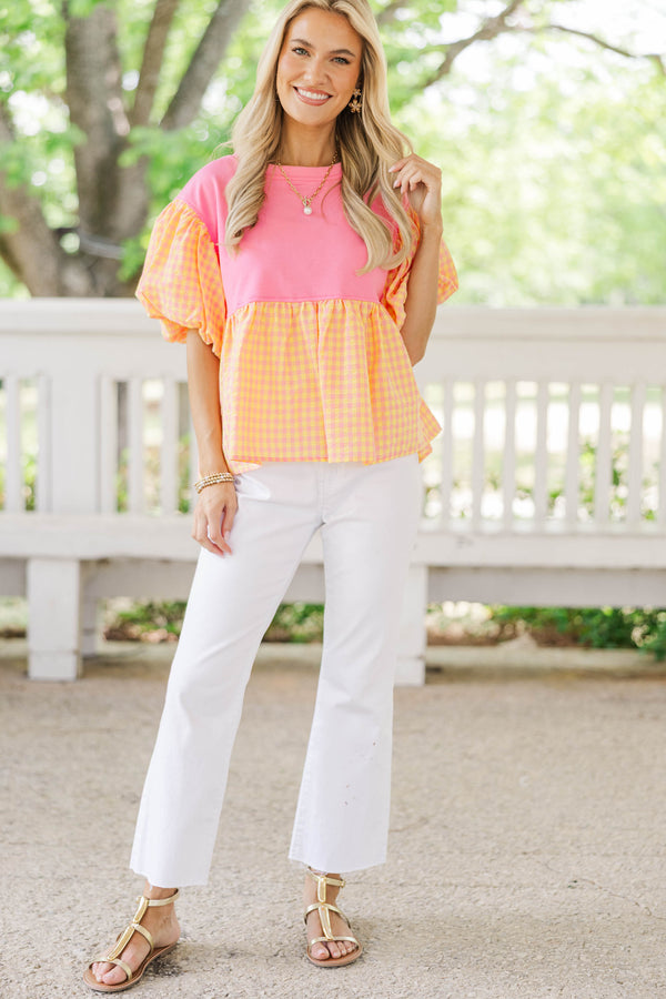 More Than A Feeling Pink Gingham Blouse