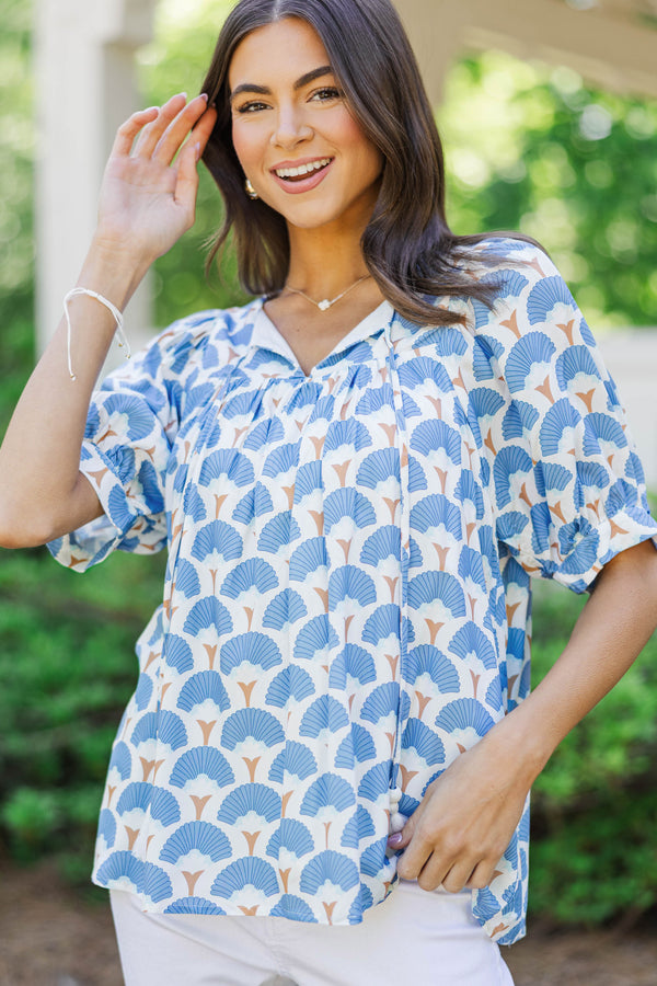 By The Hour Blue Medallion Blouse