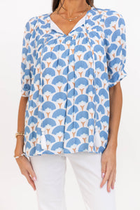By The Hour Blue Medallion Blouse