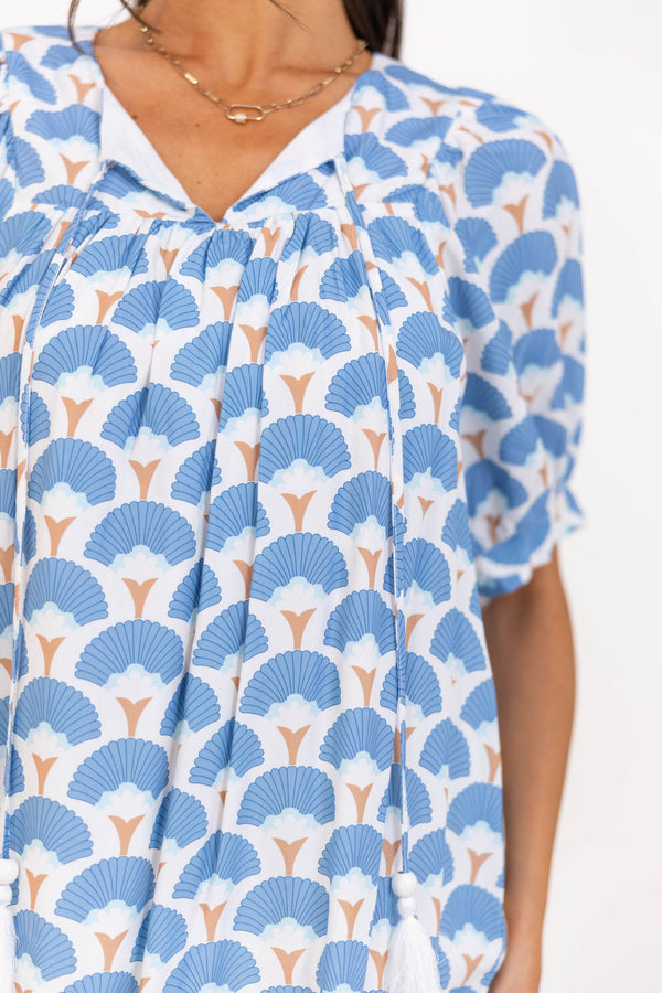 By The Hour Blue Medallion Blouse