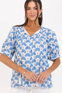 By The Hour Blue Medallion Blouse