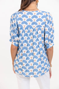 By The Hour Blue Medallion Blouse