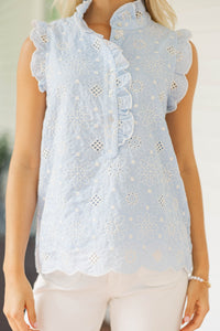 Top Choice Light Blue Embroidered Tank