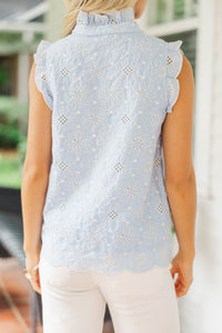 Top Choice Light Blue Embroidered Tank