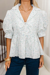 NURSING COLLECTION: In Close Step White Ditsy Floral Blouse