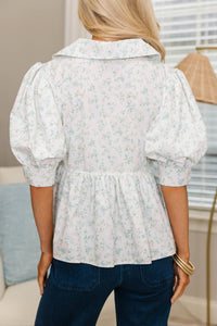 NURSING COLLECTION: In Close Step White Ditsy Floral Blouse