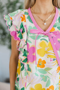 NURSING COLLECTION: Dance In The Wind Pink Floral Blouse