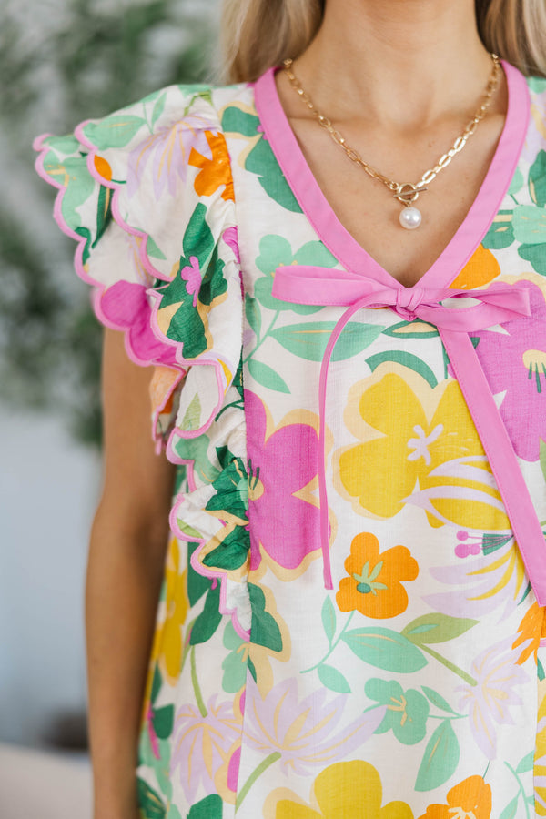 NURSING COLLECTION: Dance In The Wind Pink Floral Blouse