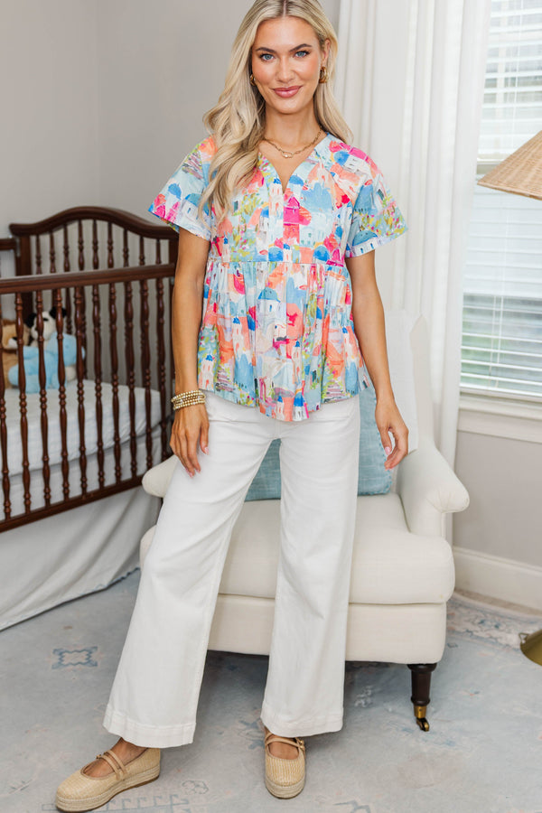 NURSING COLLECTION: Through It All Blue Toile Blouse