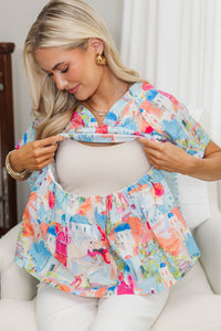 NURSING COLLECTION: Through It All Blue Toile Blouse