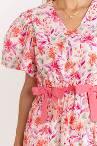 For A Change Pink Floral Dress