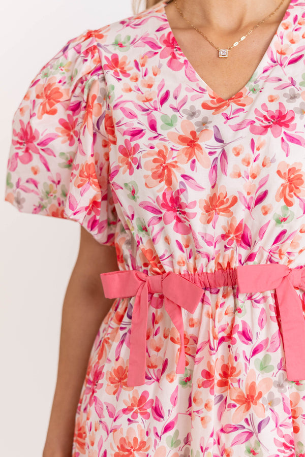 For A Change Pink Floral Dress