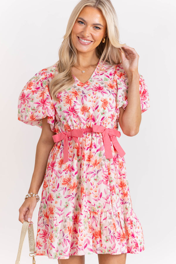 For A Change Pink Floral Dress