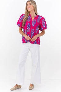 From The Outside Looking In Fuchsia Floral Blouse