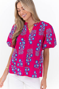 From The Outside Looking In Fuchsia Floral Blouse
