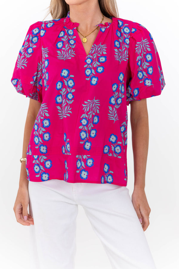 From The Outside Looking In Fuchsia Floral Blouse